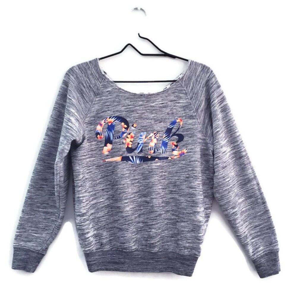 Pink Victoria Secrets Women's Scoop Neck Logo Sweat Shirt Gray XS